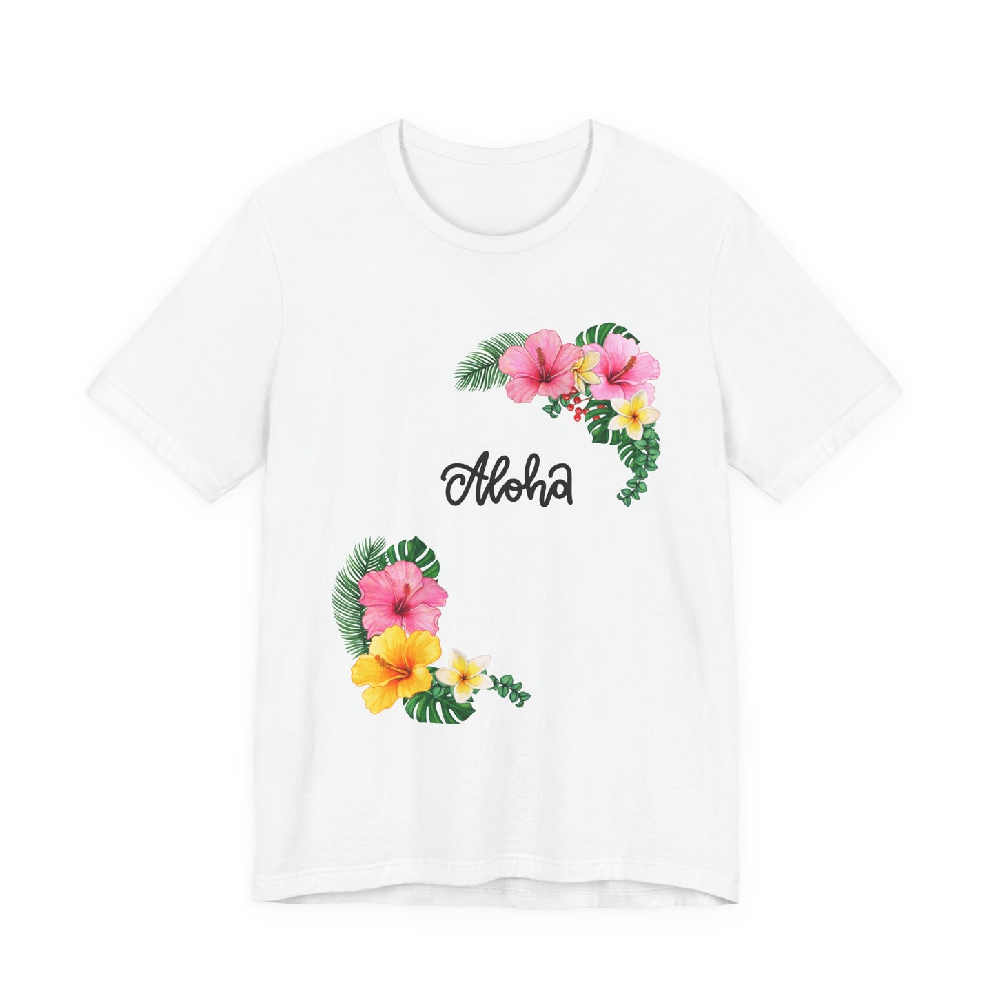 Aloha Floral Tee – Summer Vibes, Gift for Beach Lovers, Vacation T-Shirt, Tropical Shirt, Casual Wear
