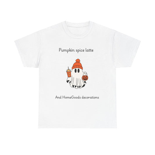 Pumpkin Spice Ghost Tee | Fall T-Shirt for Coffee Lovers, Halloween Celebration, Cute Autumn Outfit, Gift for Friends, Cozy Seasonal Wear