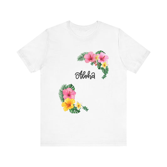 Aloha Floral Tee – Summer Vibes, Gift for Beach Lovers, Vacation T-Shirt, Tropical Shirt, Casual Wear