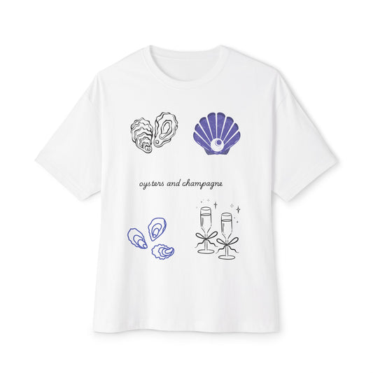 Chic Unisex Boxy Tee | 'Oysters and Champagne' Graphic, Relaxed Fit T-Shirt, Casual Wear, Unique Gift for Foodies, Summer Outings, [...]