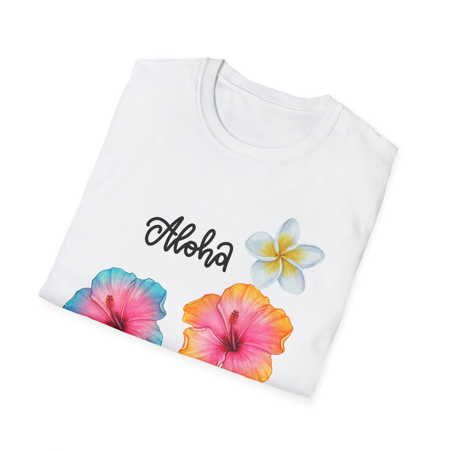 Aloha Floral Unisex Softstyle T-Shirt | Hawaiian Vibe Tee, Summer Casual Wear, Beach Vacation Shirt, Gift for Friends